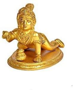 Brass statue villa Brass Bal Krishna Idol Laddu Gopal Figure Statue ...