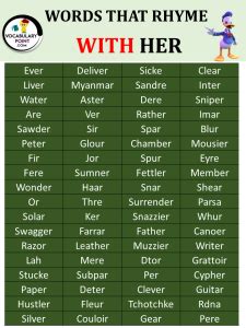 Words That Rhyme with Her - Vocabulary Point