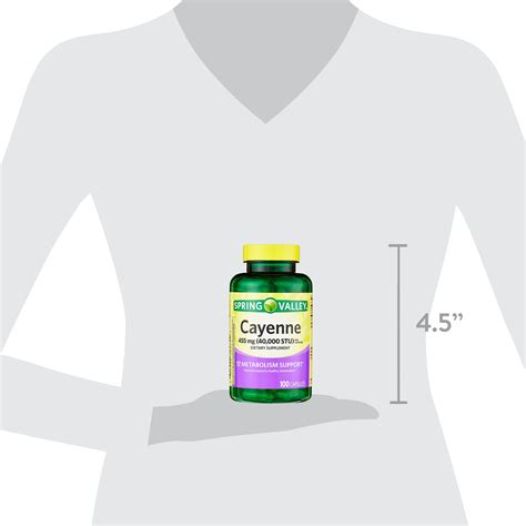 Spring Valley Cayenne Metabolism Support Dietary Supplement Capsules, 455 mg, 100 Count ...