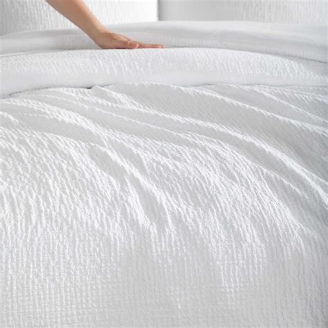 Vera Wang Puckered Texture Cotton White Duvet Cover Set & Reviews | Wayfair