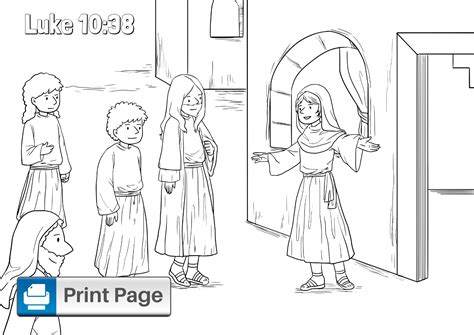 Mary Martha Jesus Coloring Page Coloring Pages