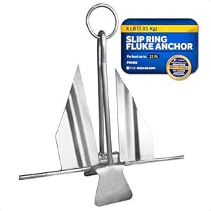 Five Oceans Boat Anchor - Fluke Anchor, 4 Lb, Galvanized Steel Slip ...