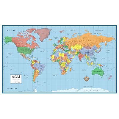 Swiftmaps Huge World Classic Elite Wall Map - 48x78, Front India | Ubuy