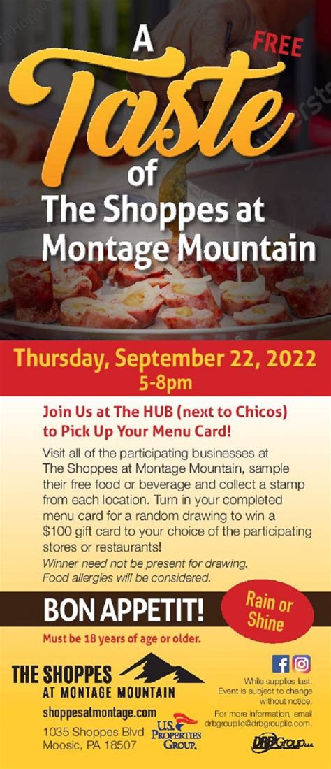A Taste of The Shoppes at Montage Mountain Tickets at The Shoppes at ...