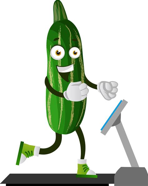 Cucumber on running machine, illustration, vector on white background ...