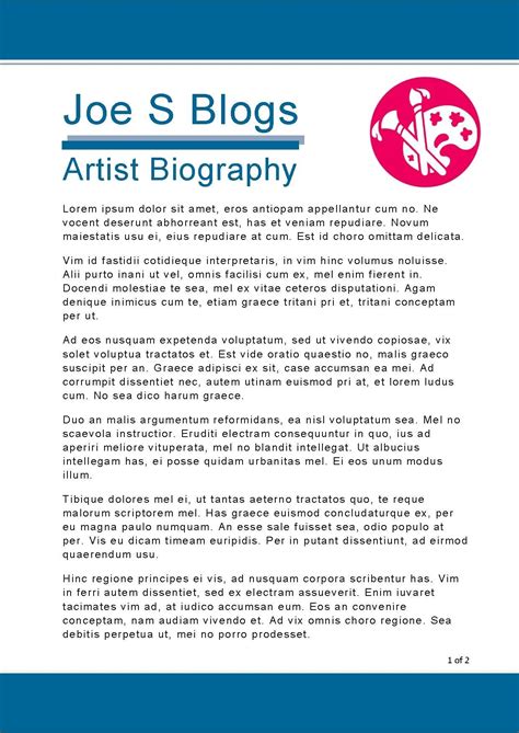 Bio Template For Artist - Best Templates Resources