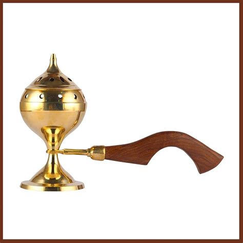 KBV Brass Dhoop Dani with Wooden Handle | Sambrani Dhoop Dani | Dhup ...