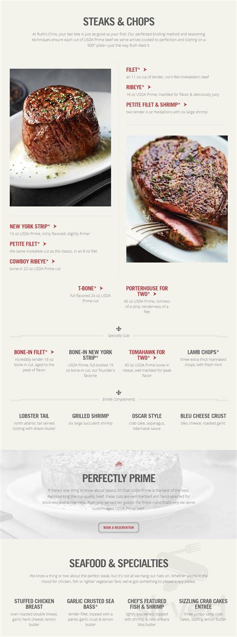 Ruth's Chris Steak House menu in St. Louis, Missouri, USA
