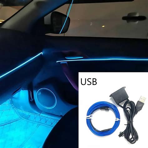 STAVOLAN Lampu Hias Neon Car Interior Ambient EL Light USB 5V 3M - STU-33 - Blue ...