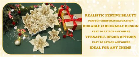 Buy CURATED CART Artificial Christmas Poinsettia Flowers for Tree ...