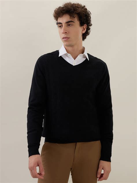 Raymond Men Black Structure Wool Blend Sweatshirt – MyRaymond