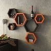 Acco & Deco Furniture Cafe Hexagon Shape Set of 6 Floating Wall Shelves ...