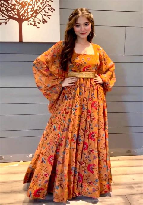 ORANGE MAXI DRES WITH DIGITAL PRINT AND EMBROIDERY WORK – Fabvilla