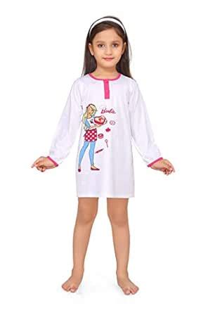 Buy Barbie Girl's Cotton Printed Knee Length Nightdress (Pink_8 Years ...