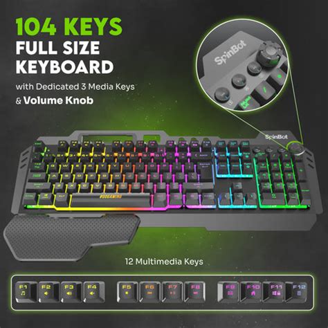 SpinBot Rage K20 LED Backlit|Metal Body|19 Anti-Ghosting Keys |Volume