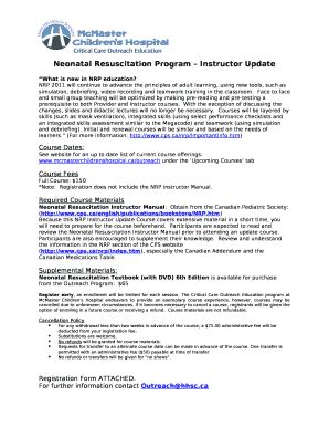 Neonatal Resuscitation Program Instructor Update Doc Template | pdfFiller
