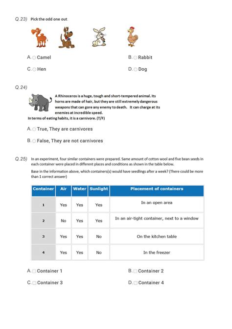 Class 3 NSO Science Olympiad pdf worksheets | Olympiad tester