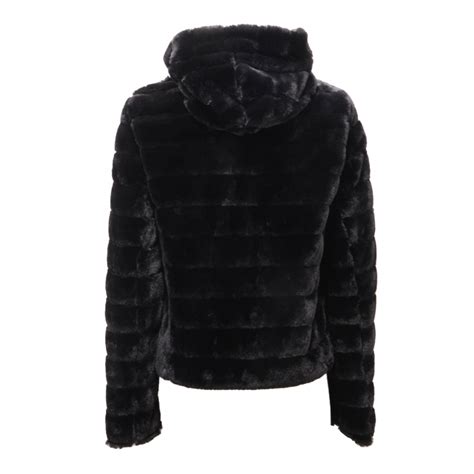 2361AM giubbotto donna PLEASE woman ecofur jacket BLACK
