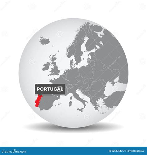 World Globe Map with the Identication of Portugal. Stock Vector ...