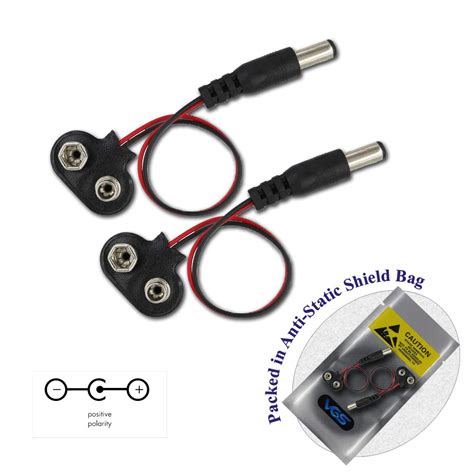 Buy 2pcs 9V DC Battery Power Cable Plug Clip Barrel Jack Connector for ...