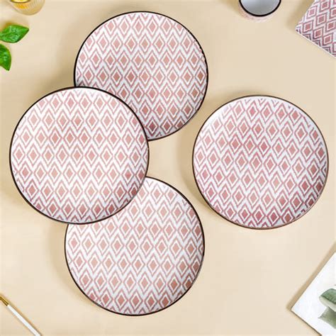 Pallor Large Ceramic Dinner Plate Set Of 6 Pink 10 Inch Online ...
