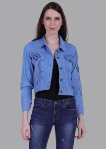 Crown Creation 3/4th Sleeve Embroidered Women Denim Jacket - Buy Crown ...