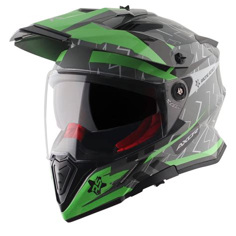 AXOR XCross Dual Visor Flash Gloss Cool Grey Green Helmet– Moto Central