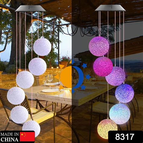 Solar Crystal Ball Color Changing Solar Powered LED Hanging Light for ...