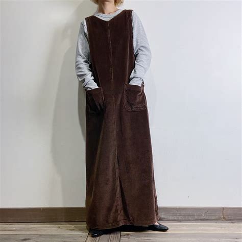 dark brown corduroy jumper dress | LEMON