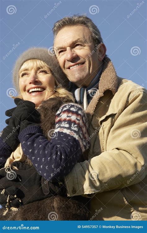 Portrait Mature Couple Outdoors in Winter Stock Image - Image of affectionate, outdoors: 54957357