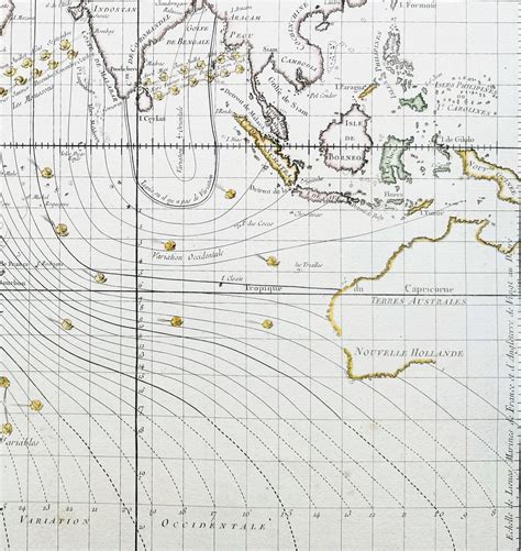 1765 Bellin Large Antique World Map of Global Winds & Magnetic Variati ...