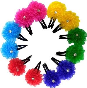 S Mark Smark Flower Design Multicolour Stone Tic Tac Hair Clip for ...