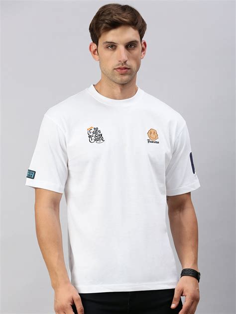 Classic Polo Men's Half Sleeve White Crew Neck Slim Fit Printed Oversi