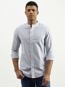 United Colors of Benetton Men Striped Casual Blue Shirt - Buy United ...