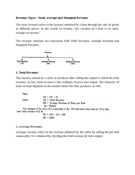 Revenue Types Total, Average and Marginal Revenue - Revenue Types ...