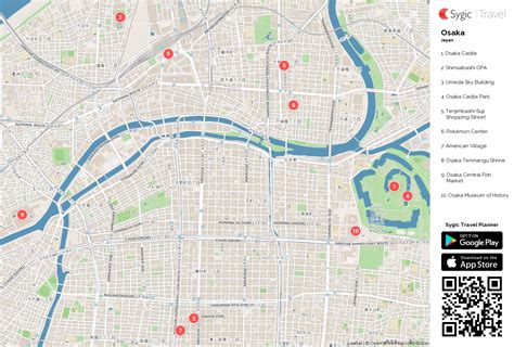 Osaka Printable Tourist Map | Sygic Travel