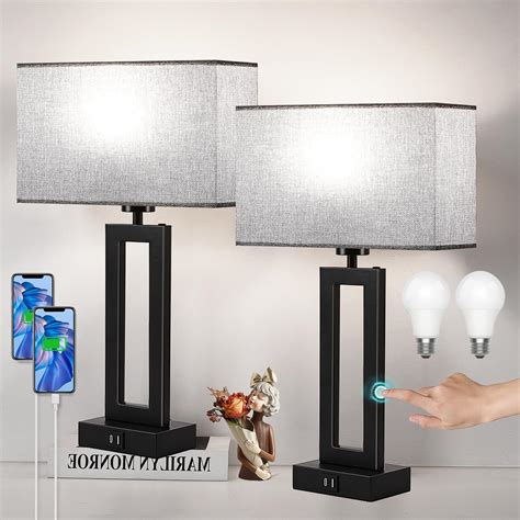 Modern Nightstand Lamps Set of 2 - Touch Control Bedside Table Lamps ...