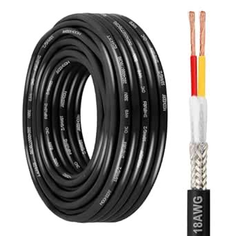 MOOKEERF 18/2 Shielded Wire 30FT,18AWG 2 Conductor Shielded Cable ...