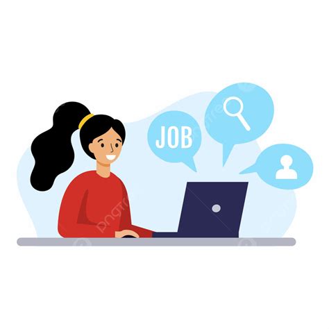 Chica Feliz Está Buscando Trabajo A Través De Internet PNG , Sitio Web ...