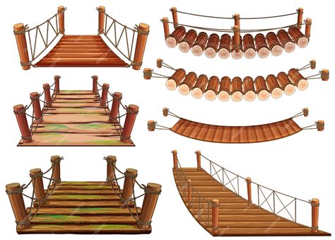 Wooden bridges in different designs | Premium Vector