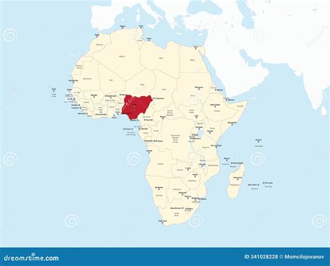 National Map of NIGERIA Inside African Continent Stock Vector ...
