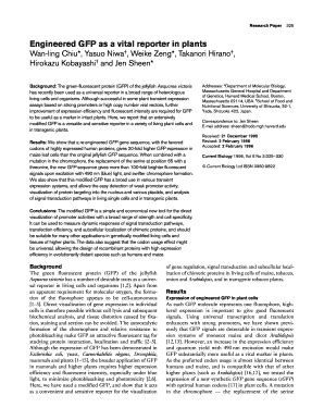 Fillable Online molbio mgh harvard Engineered GFP as a vital reporter ...