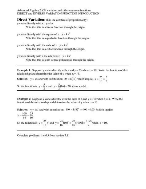 Image result for Direct and Inverse Variation Worksheet