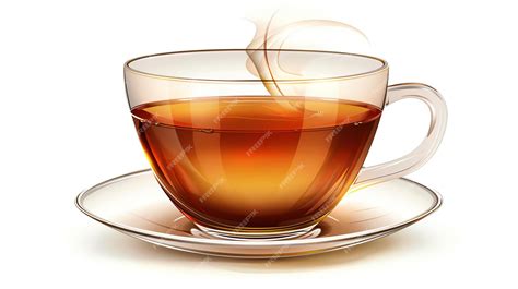 Premium Photo | Hot steaming cup of tea in a glass cup on a saucer ...