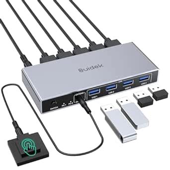 SUIDEK HDMI KVM Switch 1 Monitor 2 Computers, 4K@60Hz USB 3.0 KVM ...