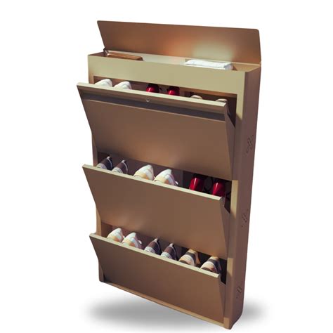 FREYA Metal Shoe Rack | 3 Door | 29 inch Wide | Colour: Matt Biscuit ...