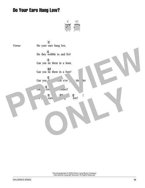 Do Your Ears Hang Low? par Traditional Partitions pour Accords/Lyrics ...