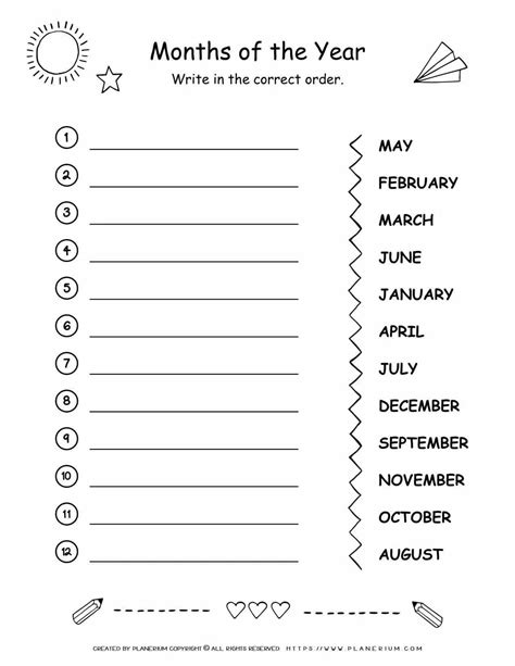 Months Of The Year Order | Planerium - Worksheets Library