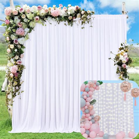 Buy 10ft x 7ft White Backdrop Curtain for Parties Wedding White Free ...
