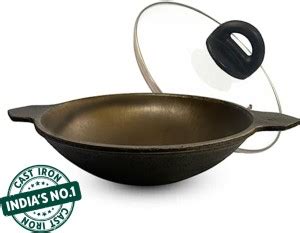 The Indus Valley Super Smooth Cast Iron Appam Pan with Glass Lid - 8.7 ...
